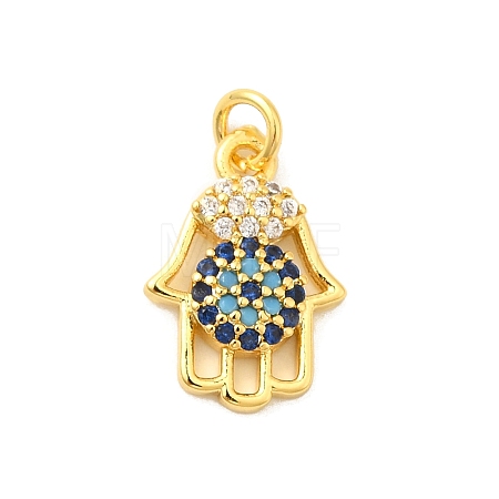 Real 18K Gold Plated Rack Plating Brass Micro Pave Cubic Zirconia Pendants Charms KK-S396-01J-1