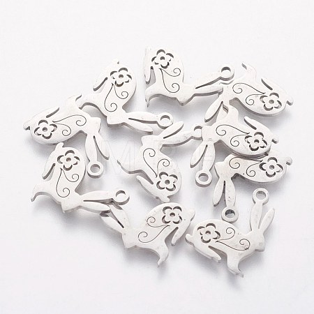 Non-Tarnish 201 Stainless Steel Bunny Pendants STAS-S105-T489-1