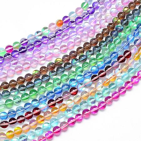 Synthetic Moonstone Beads Strands G-R375-8mm-B-1