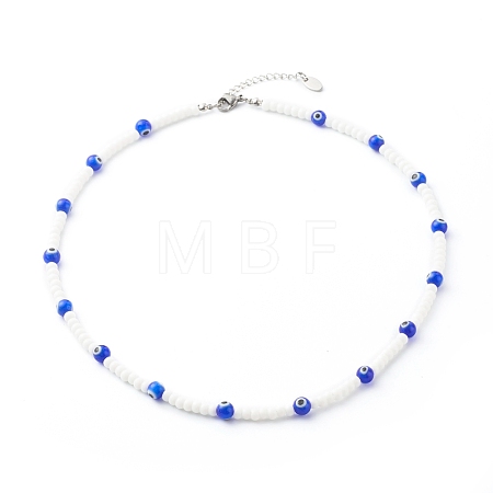 Glass Beaded Necklace NJEW-JN03575-1
