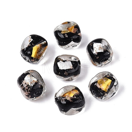 Handmade Gold & Silver Foil Glass Beads FOIL-Q003-01B-1