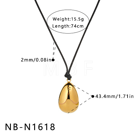 304 Stainless Steel Geometric Pendant Black Cord Necklaces FS-WG6204F-02-1