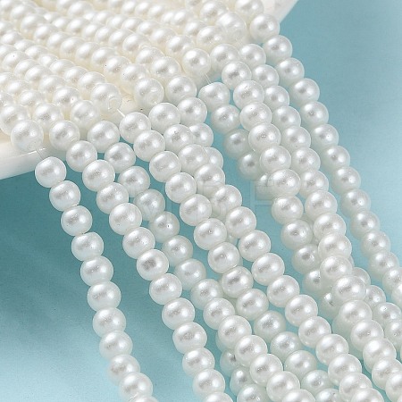 Baking Paint Pearlized Glass Pearl Round Bead Strands HY-Q003-4mm-01-1