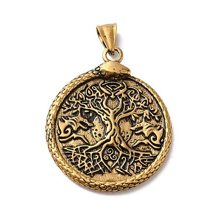 304 Stainless Steel Big Pendants STAS-D091-12AG-1