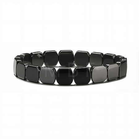 Non-magnetic Synthetic Hematite Beaded Stretch Bracelets for Men FS-WG73B41-07-1