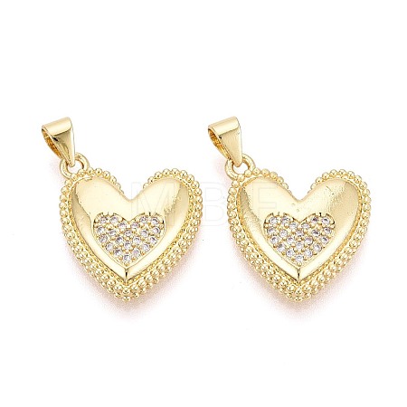 Valentine's Day Brass Micro Pave Clear Cubic Zirconia Pendants KK-T080-53G-1