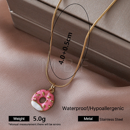 Vintage 304 Stainless Steel Enamel Donut Pendant Necklaces for Women SV9292-3-1