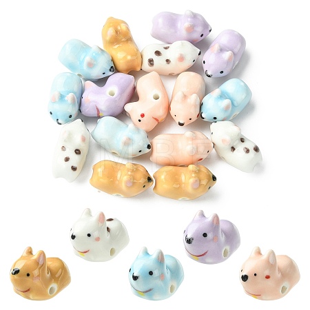 15Pcs 5 Colors Handmade Porcelain Beads PORC-CJ0001-57-1