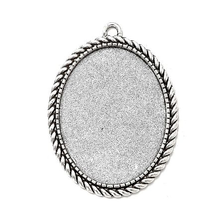 Tibetan Style Alloy Pendant Cabochon Settings TIBEP-N003-17AS-1