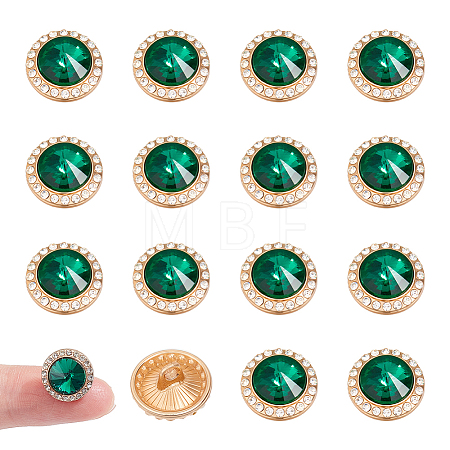 20Pcs 1-Hole Flat Round Zinc Alloy Rhinestones Buttons ALRI-NB0001-20E-1