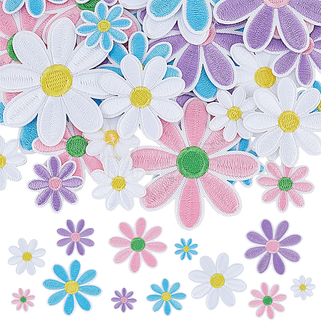 60Pcs 12 Styles Computerized Embroidery Polyester Iron on/Sew on Patches DIY-ME0003-09-1