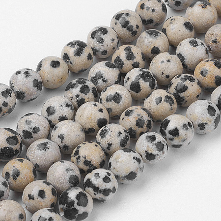 Natural Dalmatian Jasper Bead Strands G-G735-68-6mm-1