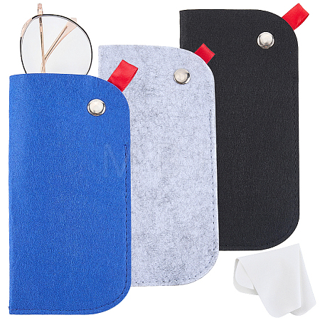 3Pcs 3 Colors Rectangle Felt Eyeglass Case AJEW-CN0007-36A-1
