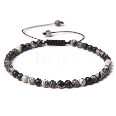 4mm Natural Zebra Jasper Beaded Braided Bracelets SY1950-6-1
