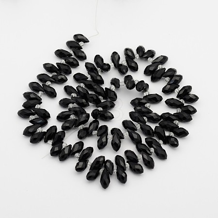 Electroplate Glass Faceted Teardrop Beads Strands X-EGLA-D014-14-1