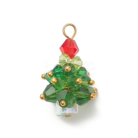 Christmas Tree Glass Pendants PALLOY-JF01964-02-1