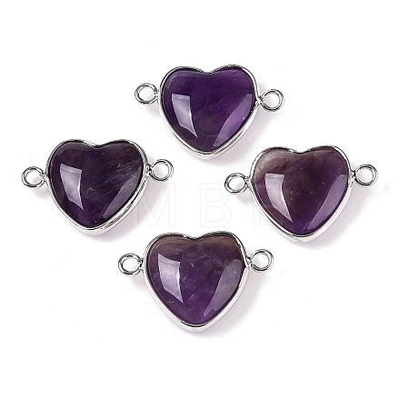 Natural Amethyst Love Heart Pendants G-T138-205A-P-1