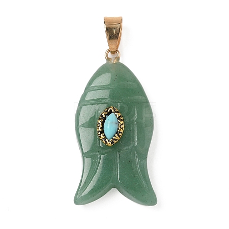 Natural Green Aventurine & Synthetic Turquoise Carved Pendants G-Z084-01G-04-1