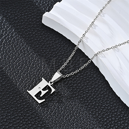201 Stainless Steel Crystal Rhinestone Initial Pendant Necklaces FS-WG28760-05-1