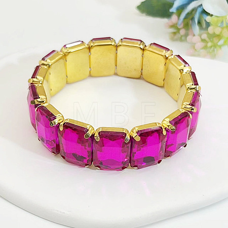 Brass Glass Beads Stretch Bracelets for Women FS-WG7A350-04-1