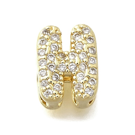 Brass Micro Pave Cubic Zirconia Letter Multi-Strand Links KK-D295-32G-08-1