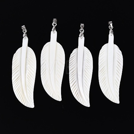 Natural Freshwater Shell Carved Big Pendants SHEL-N038-20P-1