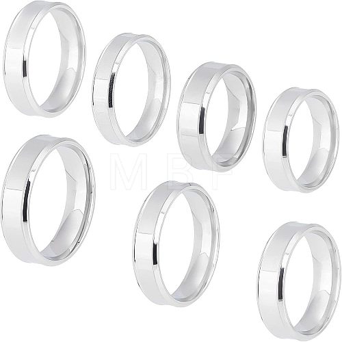 DICOSMETIC 14Pcs 7 Size 201 Stainless Steel Plain Band Ring for Men Women RJEW-DC0001-06B-1