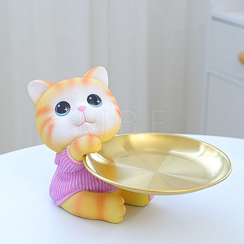 Cute Resin Cat Tray Figurines PW-WG66233-04-1