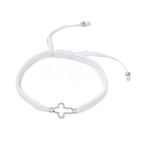 Cross Alloy Connector Charms Braided Bracelets BJEW-JB11067-02-1