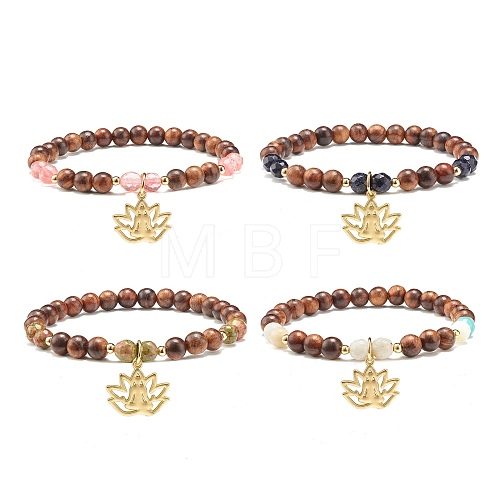 Lotus Charm Bracelet BJEW-JB07134-1