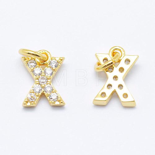 Brass Micro Pave Grade AAA Cubic Zirconia Charms ZIRC-P067-11G-X-NR-1