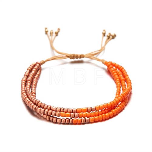 Glass Seed Beads Braided Bead Bracelets PW-WGDE5D7-07-1