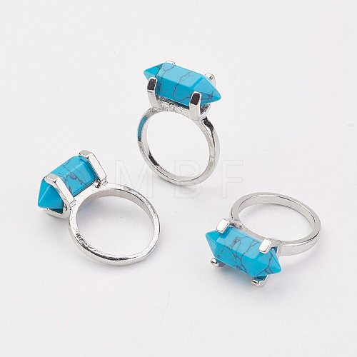 Synthetic Turquoise Finger Rings RJEW-P121-A01-1