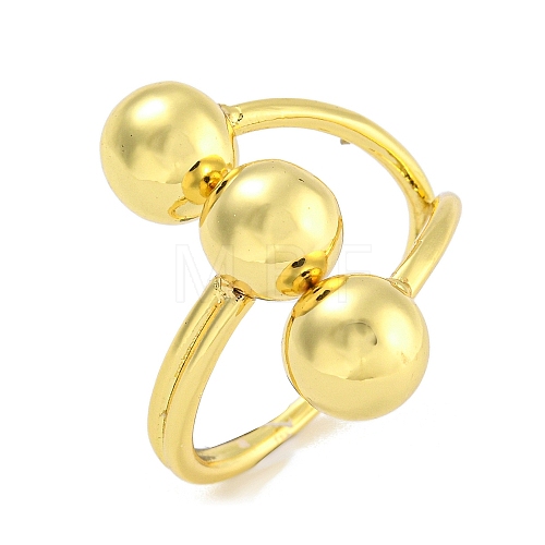 Round Rack Plating Brass Cuff Rings for Women RJEW-G330-69G-1