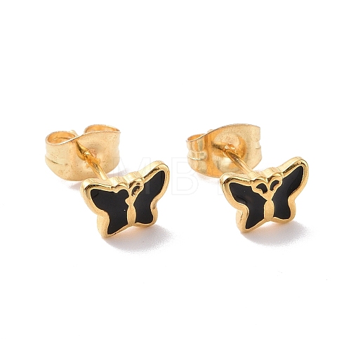 Enamel Butterfly Stud Earrings with 316L Surgical Stainless Steel Pins EJEW-P204-04G-06-1
