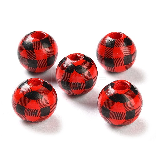 Printed Wood European Beads WOOD-Z002-09A-1