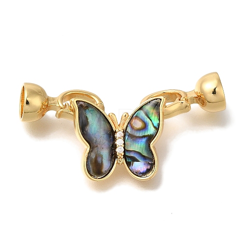 Brass & Abalone & Shell Fold Over Clasps KK-K389-129G-1