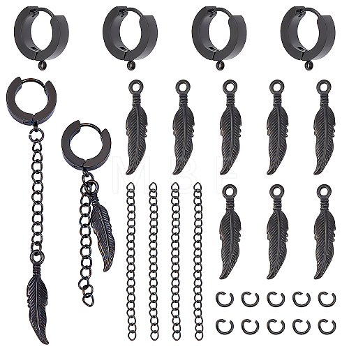 Unicraftale Feather Dangle Hoop Earring Making Kit STAS-UN0036-77-1