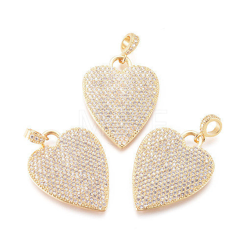 Brass Micro Pave Cubic Zirconia Pendants KK-D159-24G-1