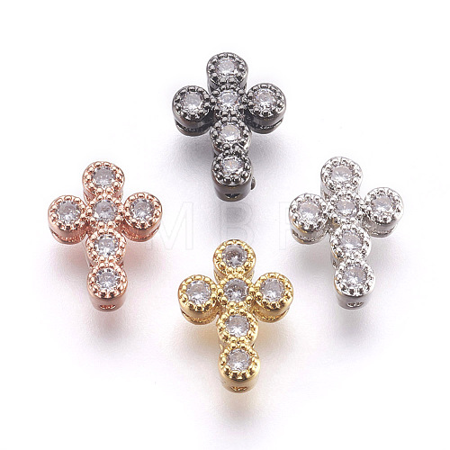 Brass Micro Pave Cubic Zirconia Beads ZIRC-E152-07-RS-1