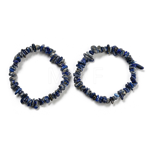 Natural Lapis Lazuli Chip Beaded Stretch Bracelet G-H294-01B-03A-1