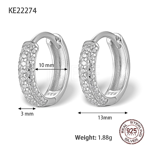 Rhodium Plated 925 Sterling Sliver Micro Pave Cubic Zirconia Hoop Earrings DV9304-3-1