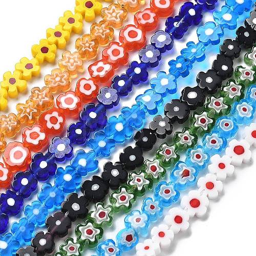 Handmade Millefiori Lampwork Beads Strands LAMP-F035-09-1