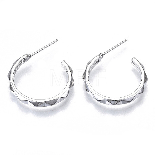 Brass Half Hoop Earrings KK-N232-109P-NF-1