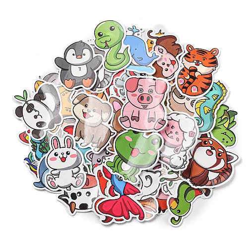50 Sheets Paper Cartoon Animal Stickers STIC-Q002-11-1