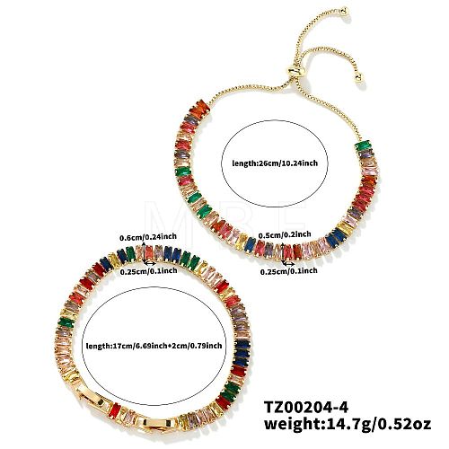 2Pcs 2 Styles Brass Cubic Zirconia Cup Chain Fashionable and Elegant Bracelets Sets TY3571-1