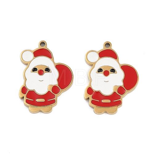 Christmas Theme Ion Plating(IP) 304 Stainless Steel Enamel Pendants STAS-Z083-07G-08-1