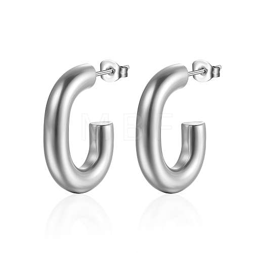 Non-Tarnish C-shape Stainless Steel Stud Earrings for Women SV6123-2-1