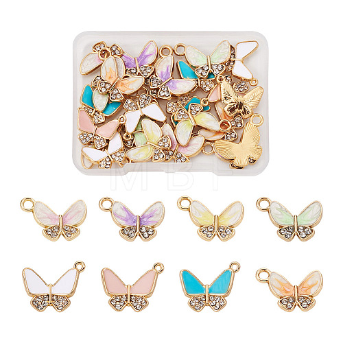 32Pcs 8 Style Alloy Enamel Rhinestones Pendants ENAM-TA0001-26LG-1