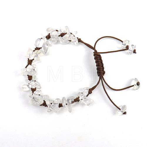 Synthetic Quartz Crystal Chips Braided Bead Bracelet PW-WG69423-09-1